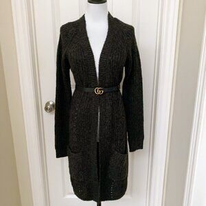 NWT Dark Grey ONLY Knitted Longline Open Front Cardigan